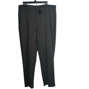 Mens Charcoal Gray Micro Houndstooth Dress Pants Flat Front 36x30